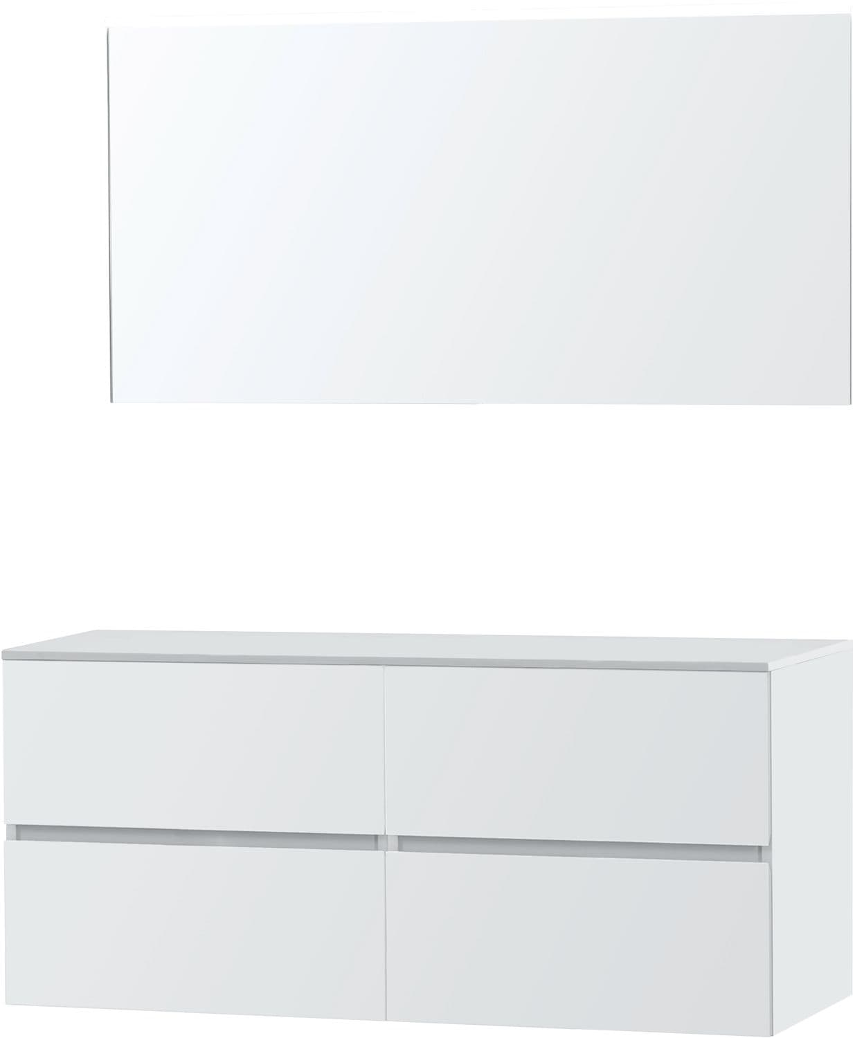 MEUBLE MOLTO POUDRE BLANC 140 POUR LAVABO A POSER SOLID MIROIR