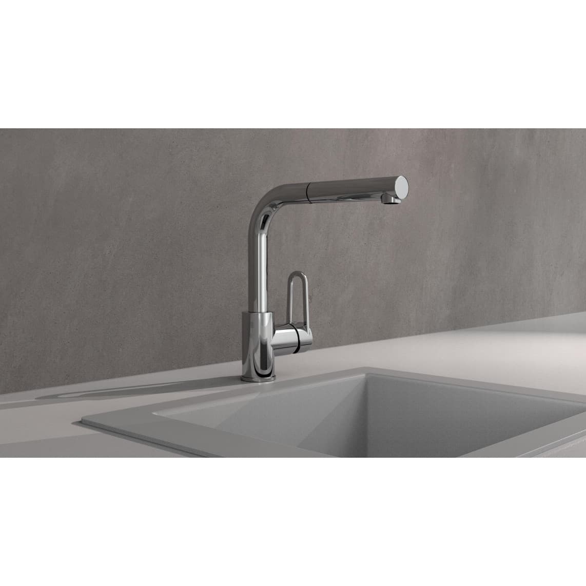 26230 DESIGN RING Mitigeur évier, chromé, avec bec extractible