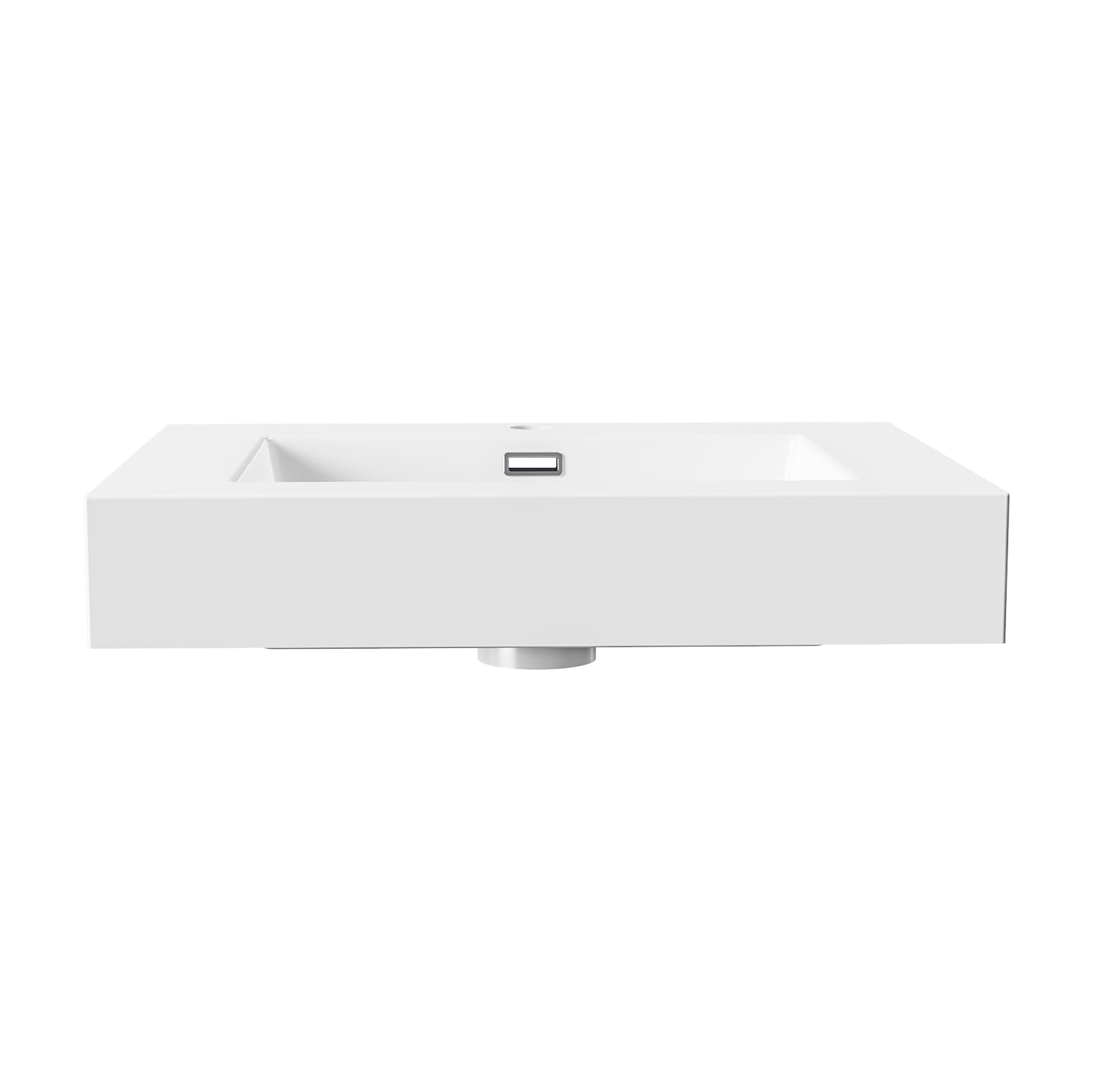 ALONI lavabo - 1 Vasque - avec trop-plein - 1 trou robinet - marbre composite - 60X10X46 cm - blanc mat