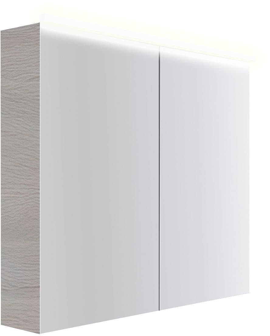 ARMOIRE TOILETTE COFFEE 2 PORTES 900MM 4250K CHENE DECOR ARGENT