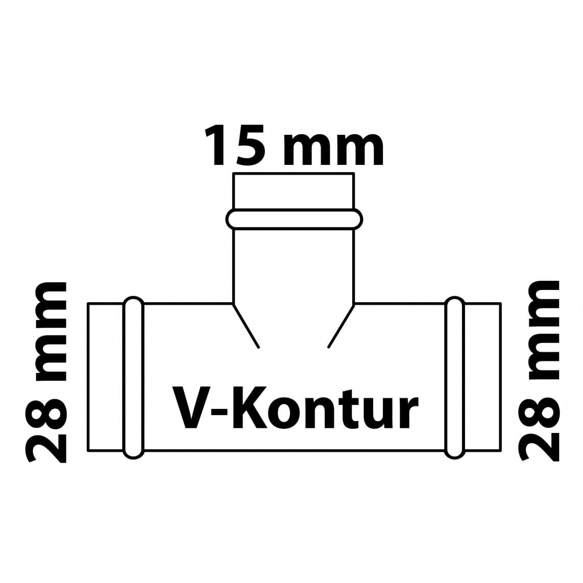 988618754 CU Té de réduction, vierge, 28 mm x 15 mm x 28 mm, 3 manchons, (P5130),