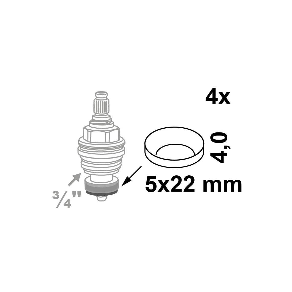 98696250 Valve plate gasket, rubber, 5 x 22 x 4 mm, for upper part 3/4" (4x)