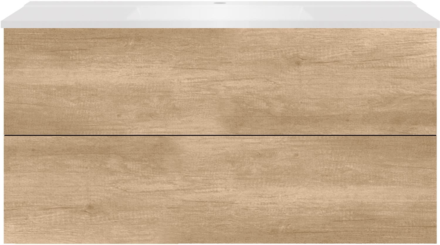SOUS MEUBLE COFFEE 2 TIROIRS 120 CHENE DECOR CACHMIRE+LAVABO BLANC