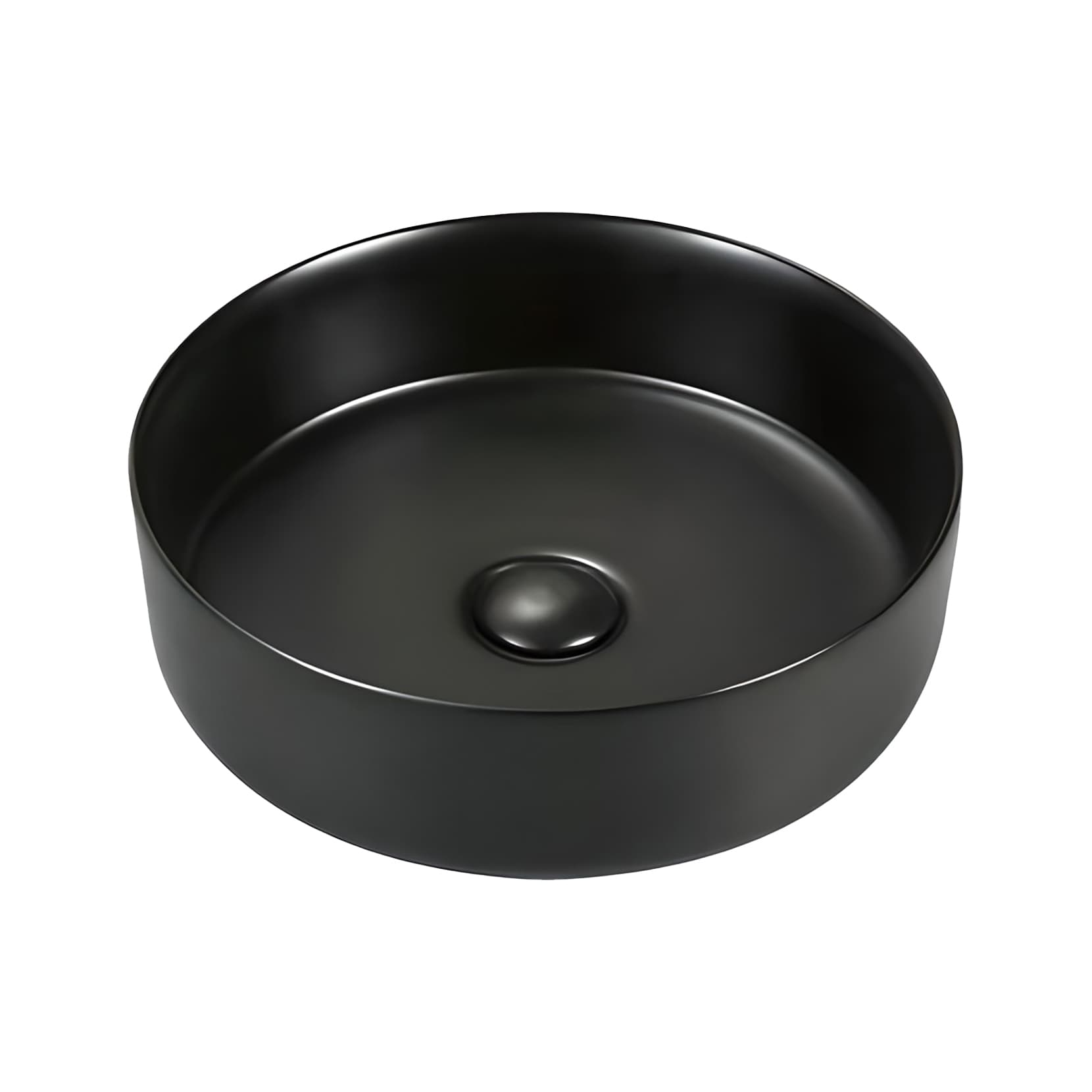 ALONI fira lavabo - à poser – sans trop-plein – sans trou de robinet – avec bonde clic-clac – céramique – 36X12,5X36 cm – Noir mat