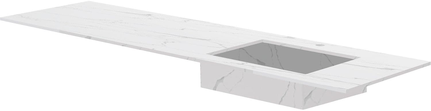 TABLET MARBRE CERAMIQUE PURO LAVABO S DROITE L180 H1,2 +TROU ROBINET WHITE CALACATTA