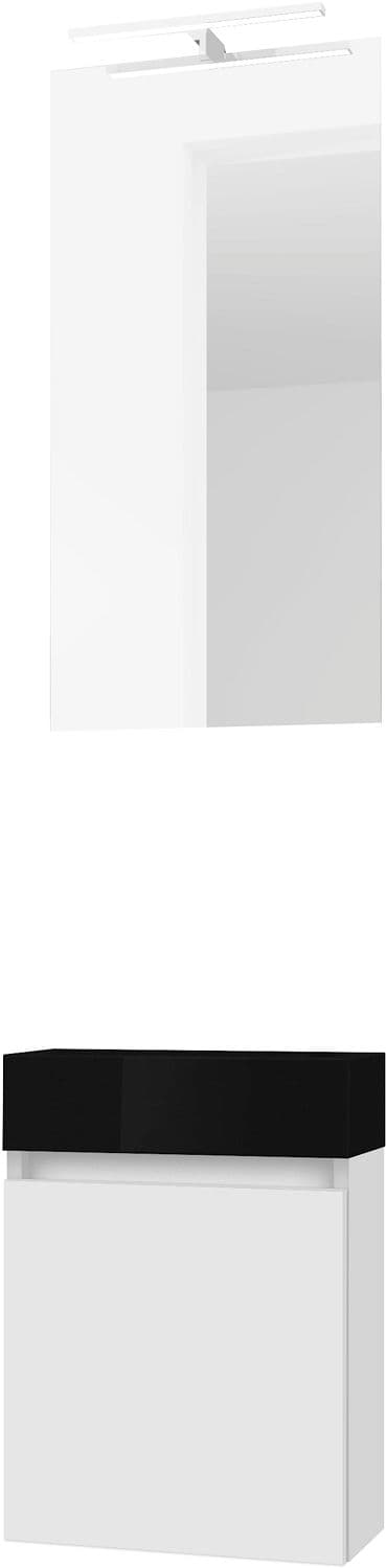 LAVE-MAINS FORM MINI PORCELAINE NOIR/ 1 PORT/MIROIR/LUMIERE LED POUDRE BLANC