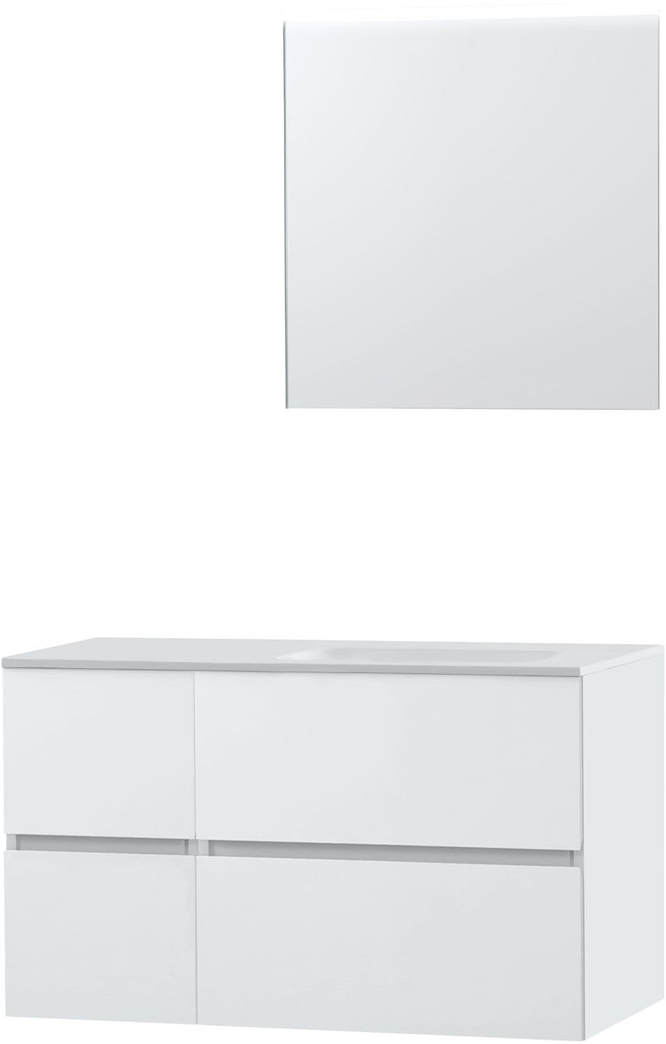 MEUBLE MOLTO POUDRE BLANC 105 DROITE SOLID MIROIR