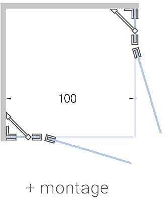 PORTE PIVOTANTE AVEC PARTI FIX ACCES D'ANGLE CLOSE JUSQU'A 100CM H200CM CLAIR- BLANC MAT+ MONTAGE