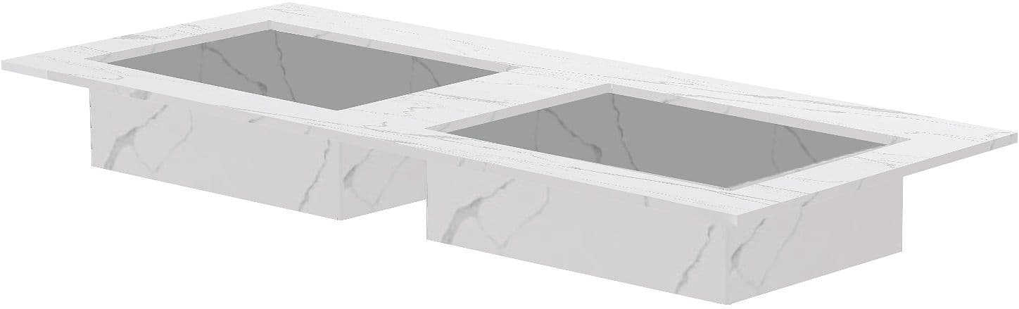 TABLET MARBRE CERAMIQUE PURO LAVABO S DOUBLE L120 H1,2 SANS TROU ROBINET WHITE CALACATTA
