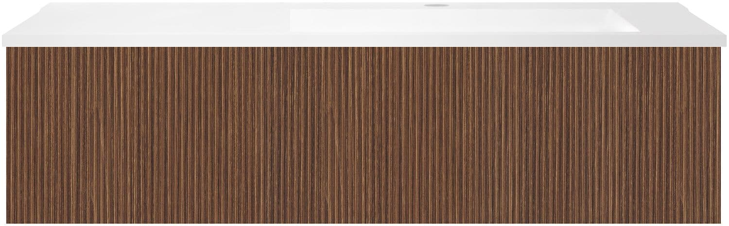 SOUS MEUBLE COFFEE 1 TIROIR 120 NOYER DECOR SMARTLINE+LAVABO EN MARBRE SYNTHETIQUE DROITE BLANC MAT