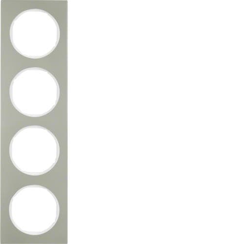 Plaque de recouvrement 4 postes Berker R.3 Inox / Blanc polaire
