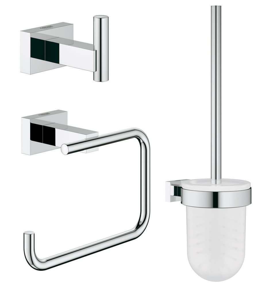 Grohe Essentials Cube set toilettes porte-balai crochet porte-papier chromé