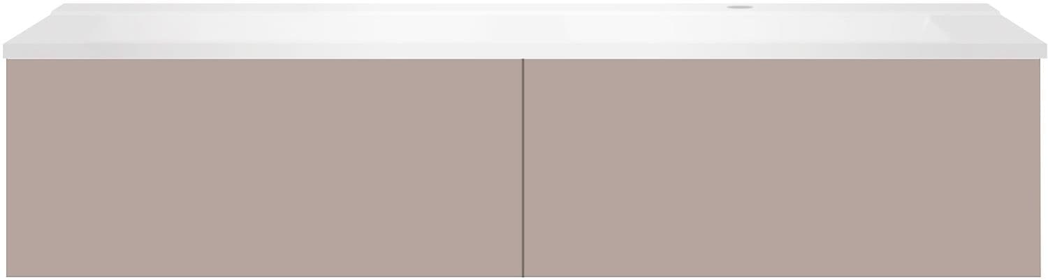 SOUS MEUBLE COFFEE 2 TIROIRS 140 MAT BASALTGRIJS+LAVABO DROITE BLANC MAT