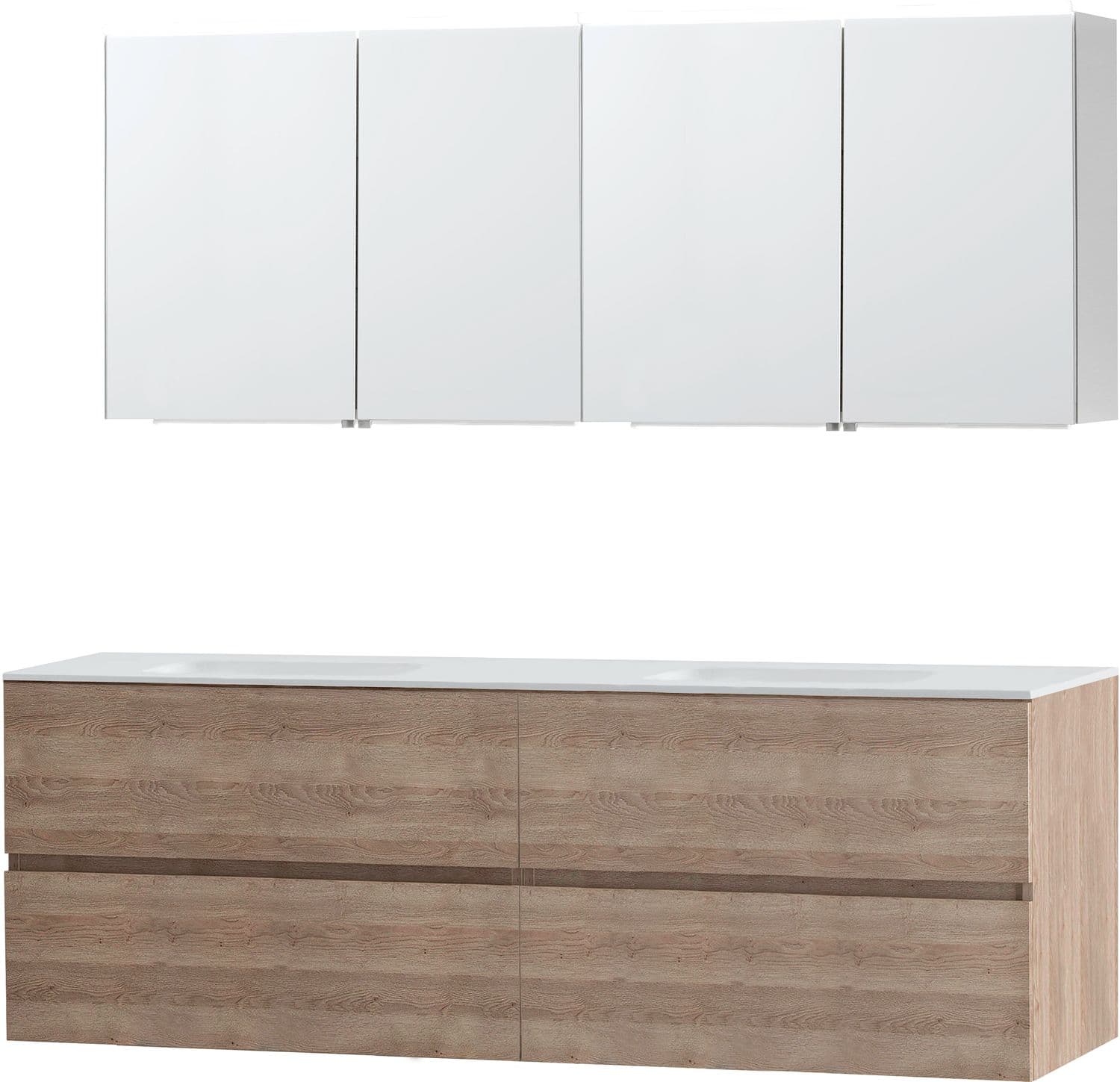 MEUBLE MOLTO CHENE NATUREL 180 2 LAVABO SOLID ARMOIRE TOILETTE