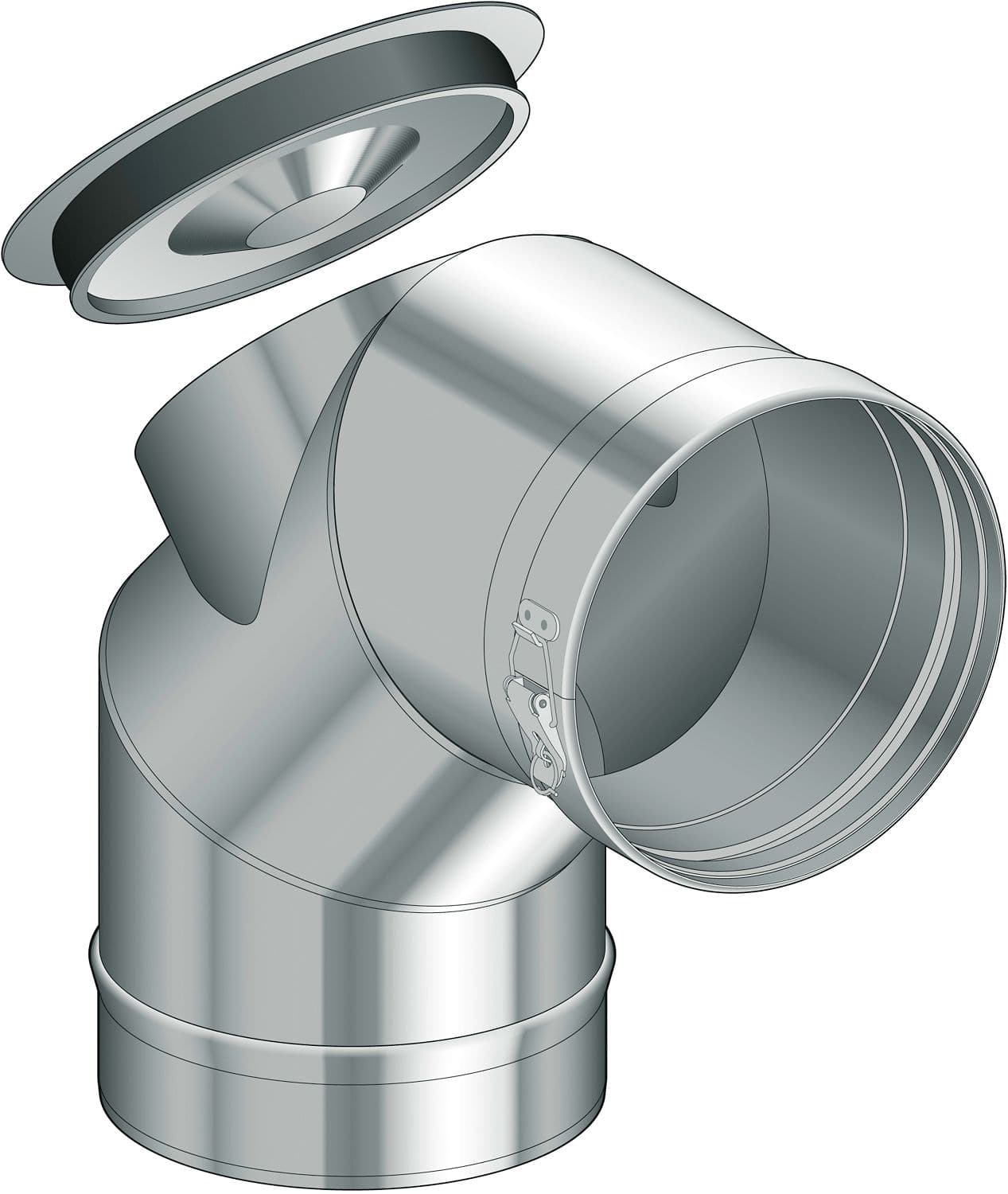 COUDE A SIMPLE PAROI INOX 90° AVEC TRAPPE DE VISITE CONDENSEUR POUJOULAT 180MM