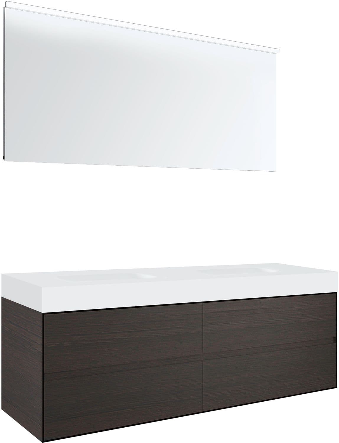 MEUBLE 4 TIROIRS POUR TABLET PURO 2 LAVABO TENSO 160CM WENGE AVEC MIROIR