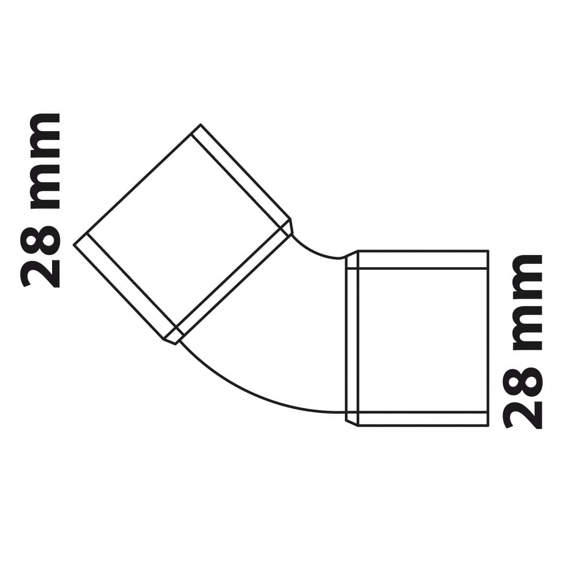 989115055 CU arc 45°, vierge, 28 mm, 2 manchons (5041)