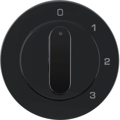 Enjoliveur avec bouton rotatif pour interrupteur 3 paliers avec position 0 R.1 / R.3 Noir, brillan