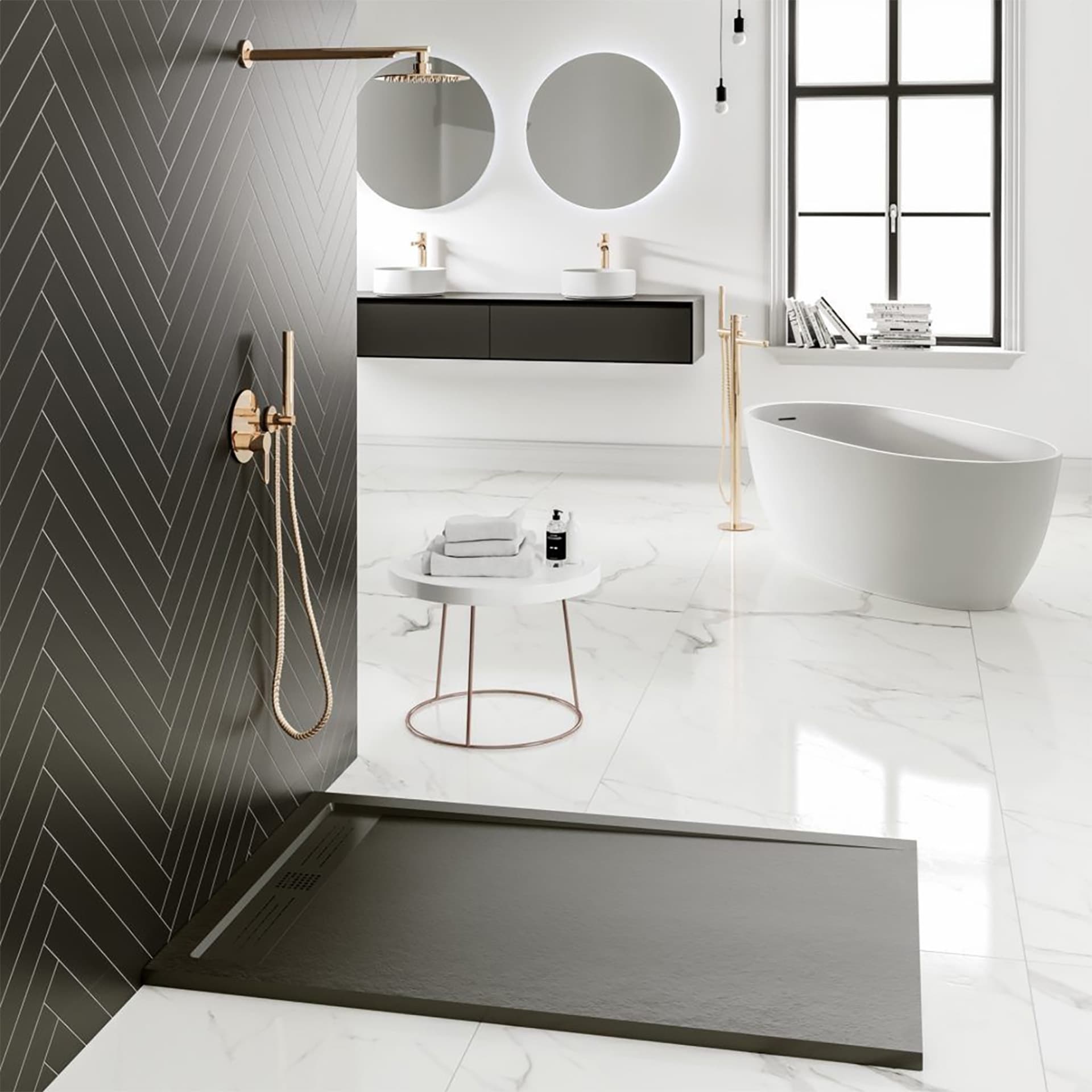 ALONI ELITE DOUCHEBAK - COMPOSIET - 180X90X3CM - MAT ZWART