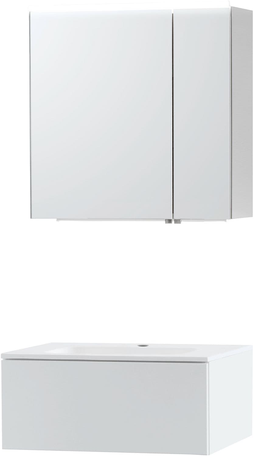 MEUBLE PURO SOLO BLANC 70 1 TIROIR MARBRE SYNTHETIQUE ARMOIRE TOILLETTE