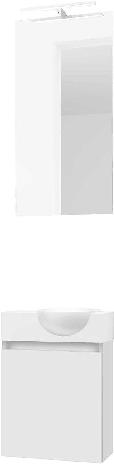 LAVE-MAINS FORM MINI QUO DROIT/ 1 PORT/MIROIR LUMIERE LED POUDRE BLANC