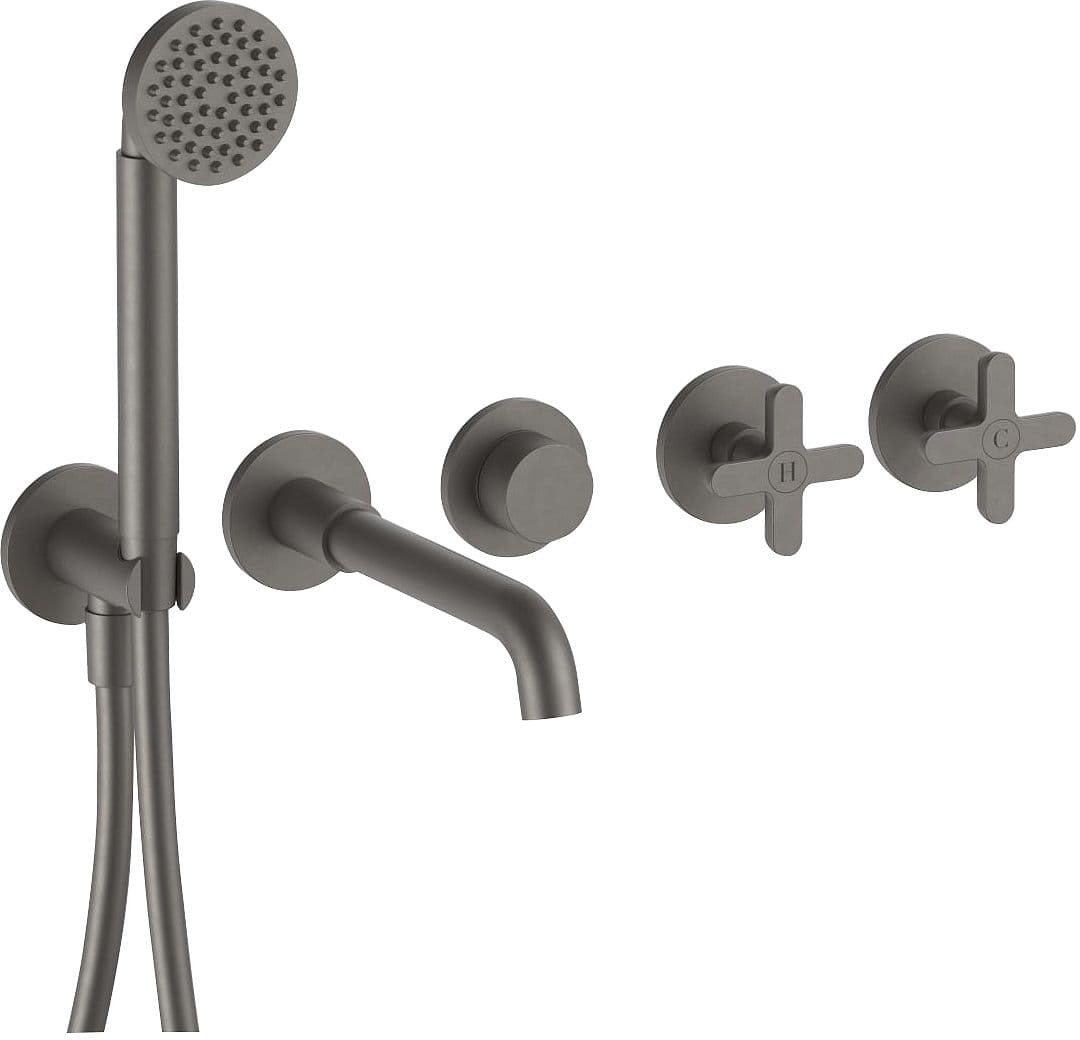 SET DE FINITION MITIGEUR BAIN 5 TROUS MURAL ICONA CLASSIC FANTINI MAT GUN METAL PVD