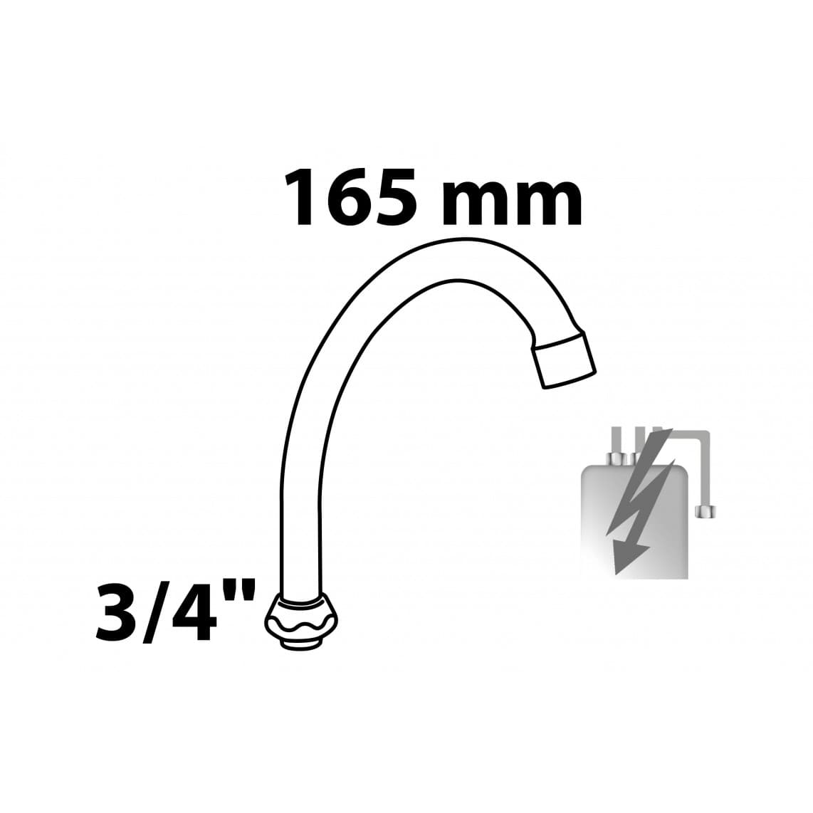 98953118 HU-sortie de tuyau basse pression, chromé, 3/4" x 165 mm