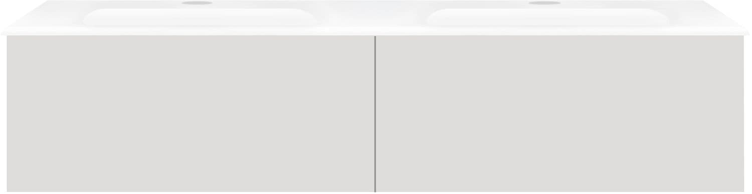 SOUS MEUBLE COFFEE 2 TIROIRS 140 DUO GRIS VELOURS MAT+LAVABO PORCELAINE BLANC