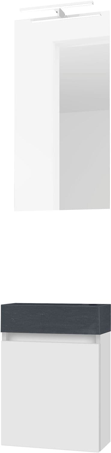 LAVE-MAINS FORM MINI STONE/ 1 PORT/MIROIR/LUMIERE LED POUDRE BLANC