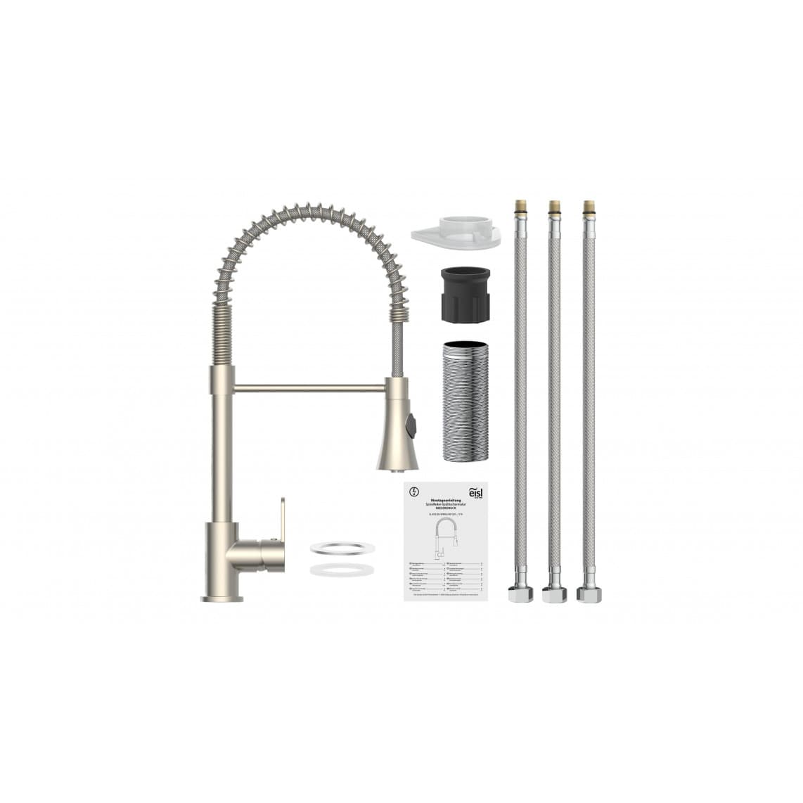 NI183ESCRNI-PR LEON Sink mixer, stainless steel look, with pull-out sprayer