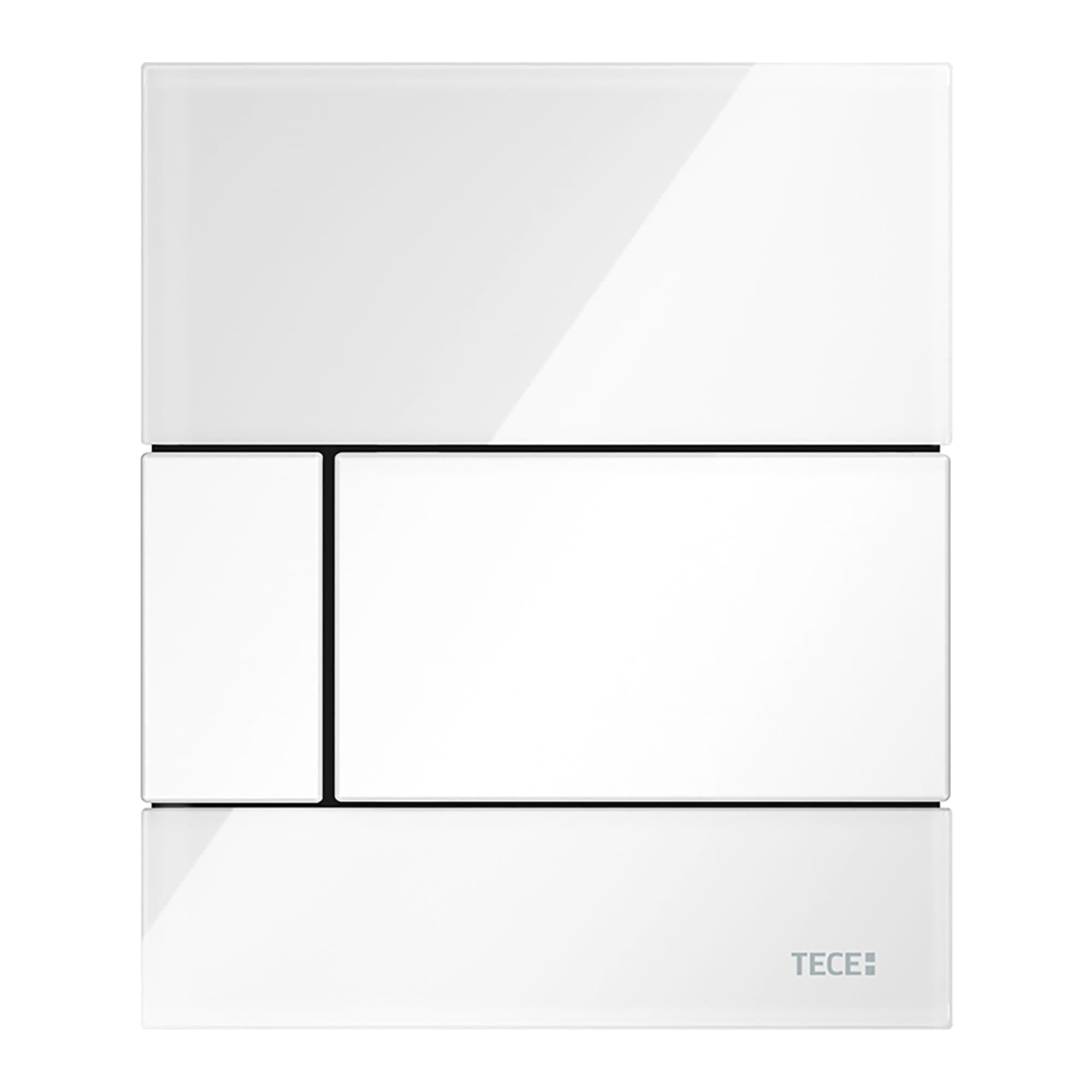 TECESQUARE GLASS - PLAQUE DE DÉCLENCHEMENT URINOIR - CARTOUCHE INCLUSE - VERRE - VERRE BLANC BRILLANT - TOUCHE BLANC BRILLANT