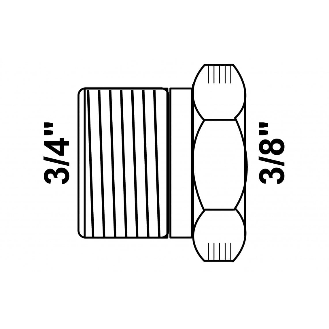 989333155 Raccord réducteur en laiton, chromé, 3/4" M x 3/8" F