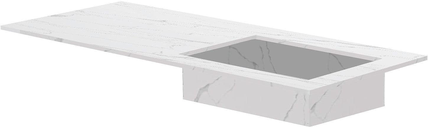 TABLET MARBRE CERAMIQUE PURO LAVABO S DROITE L120 H1,2 SANS TROU ROBINET WHITE CALACATTA