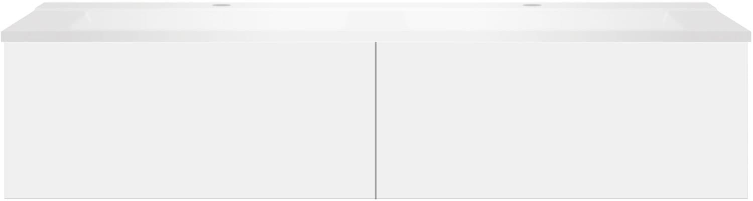 SOUS MEUBLE COFFEE 2 TIROIRS 140 DUO BLANC MAT +DOUBLE LAVABO BLANC