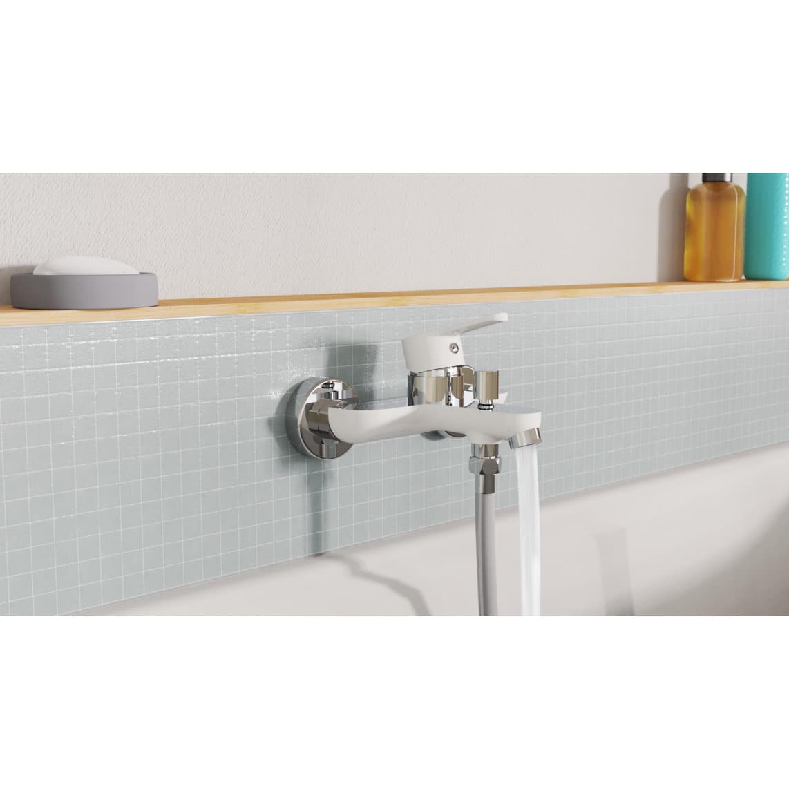NI023DINWCR DIZIANI Bathtub mixer, white/chrome