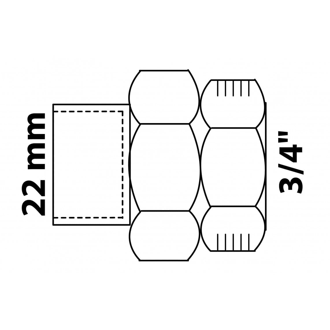 989249055 BR raccord à visser, vierge, 22 mm x 3/4" F, à joint conique, 1 manchon (4340g)