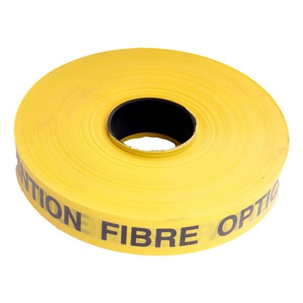 Ruban avertisseur 0,15mm x 40mm x 250m Jaune / Noir ' fibre optique'