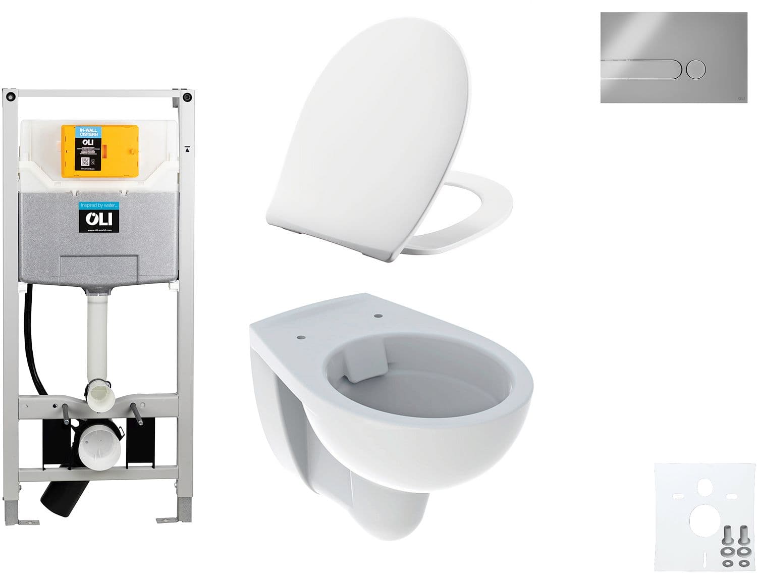 WALLFIX OLI WC SUSPENDU BASTIA RIMFREE PERSSALIT T SOFTCLOSE + LIFT-OFF IPLATE MAT CHROME