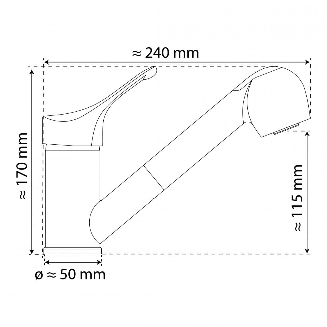 NI183SMCR-LP GRANIT Keukenkraan lage druk, graniet zwart/chroom, met uittrekbare vaatdouche