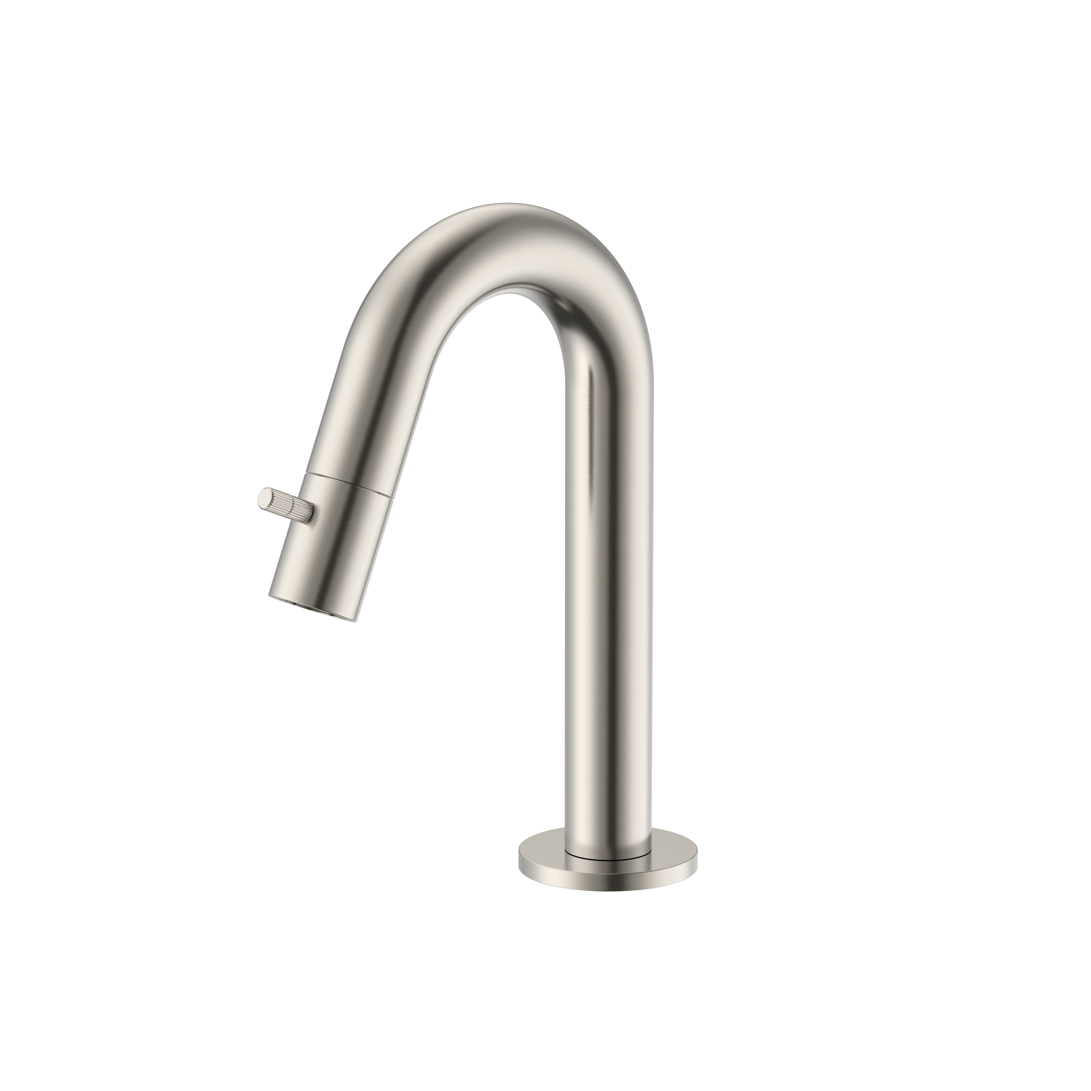STRIA ROBINET EAU FROIDE – BEC COURBÉ – SANS BONDE – ACIER INOX BROSSÉ