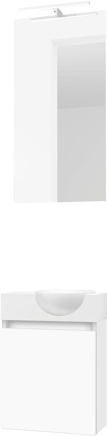 LAVE-MAINS FORM MINI QUO DROIT/ 1 PORT/MIROIR LUMIERE LED BLANC