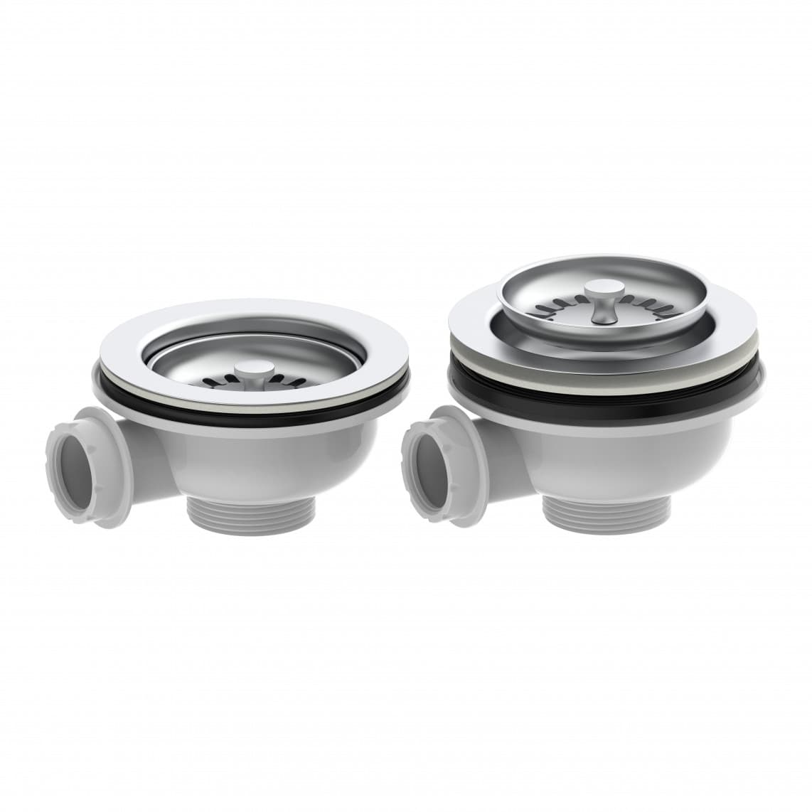 98835340 KS bonde à panier, 1 1/2" M, acier inoxydable calice d'évacuation & tamis Ø114 mm, avec 1" raccord de trop plein