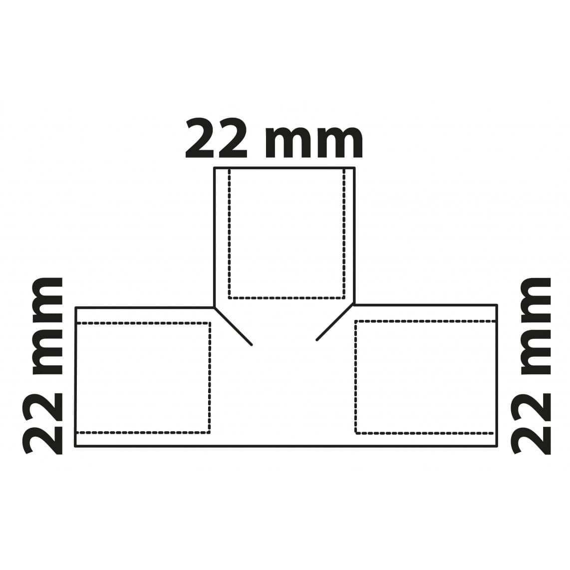 989045017 CU pièce en T, vierge, 22 mm, 3 manchons, (5130)