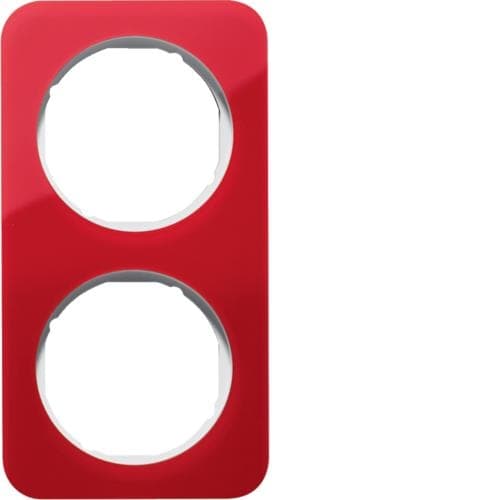Plaque de recouvrement 2 postes R.1 acryl Rouge transparent / Blanc polaire