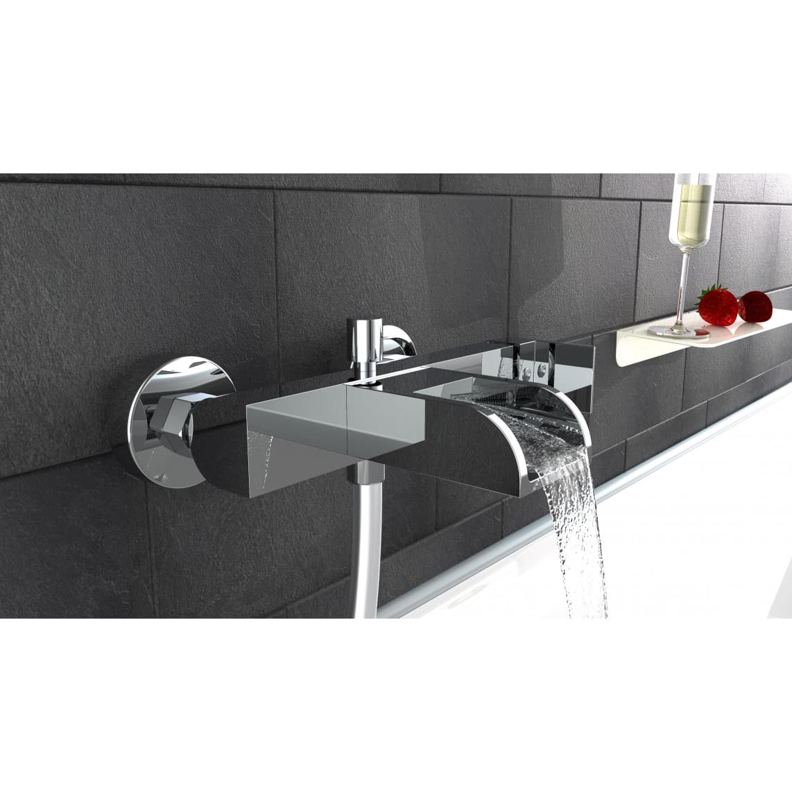 36130 IDROVIA Mitigeur bain/douche, avec bec cascade, chromé
