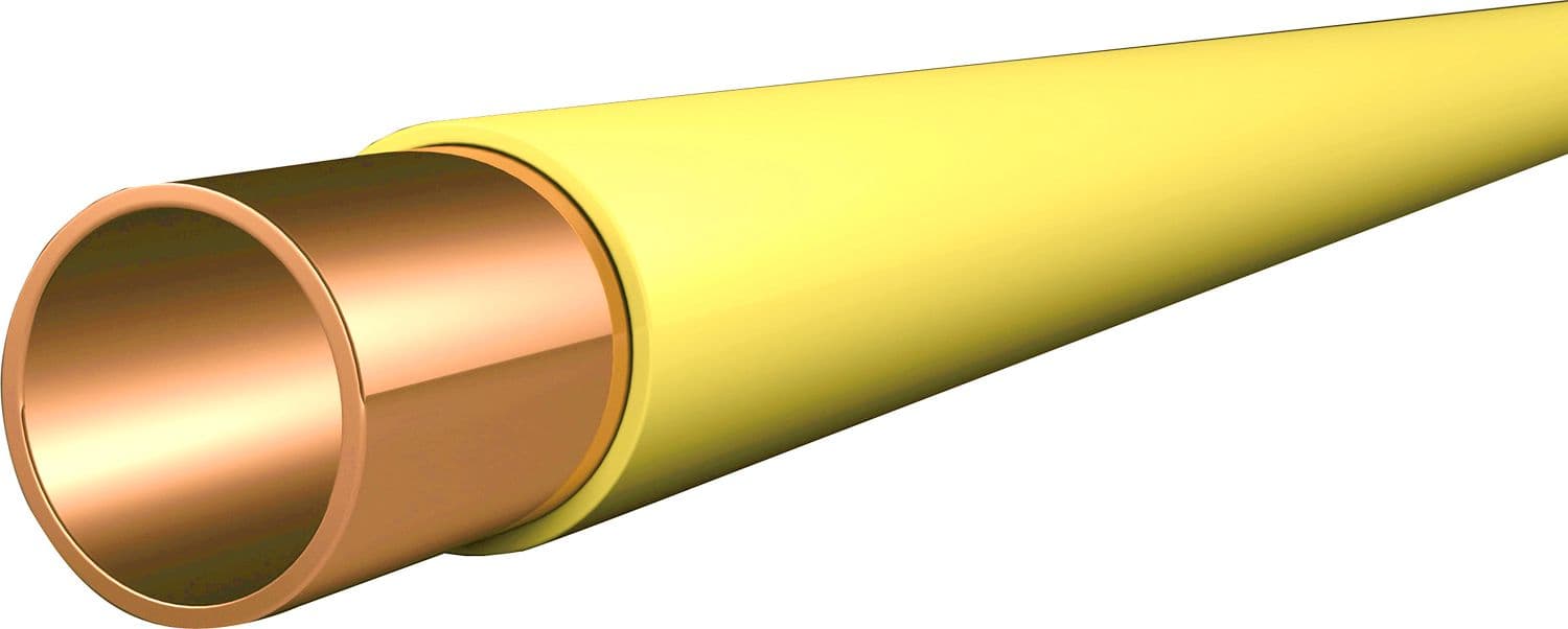 TUYAU CUIVRE + PVC JAUNE 28-1MM DUR LONGUEUR 5M