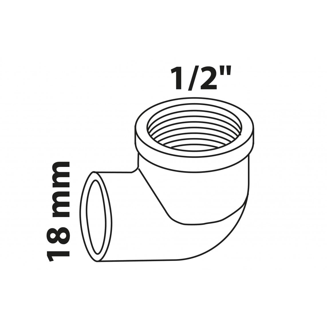 989232017 BR coude 90°, vierge, 18 mm x 1/2" F, 1 manchon (4090g)