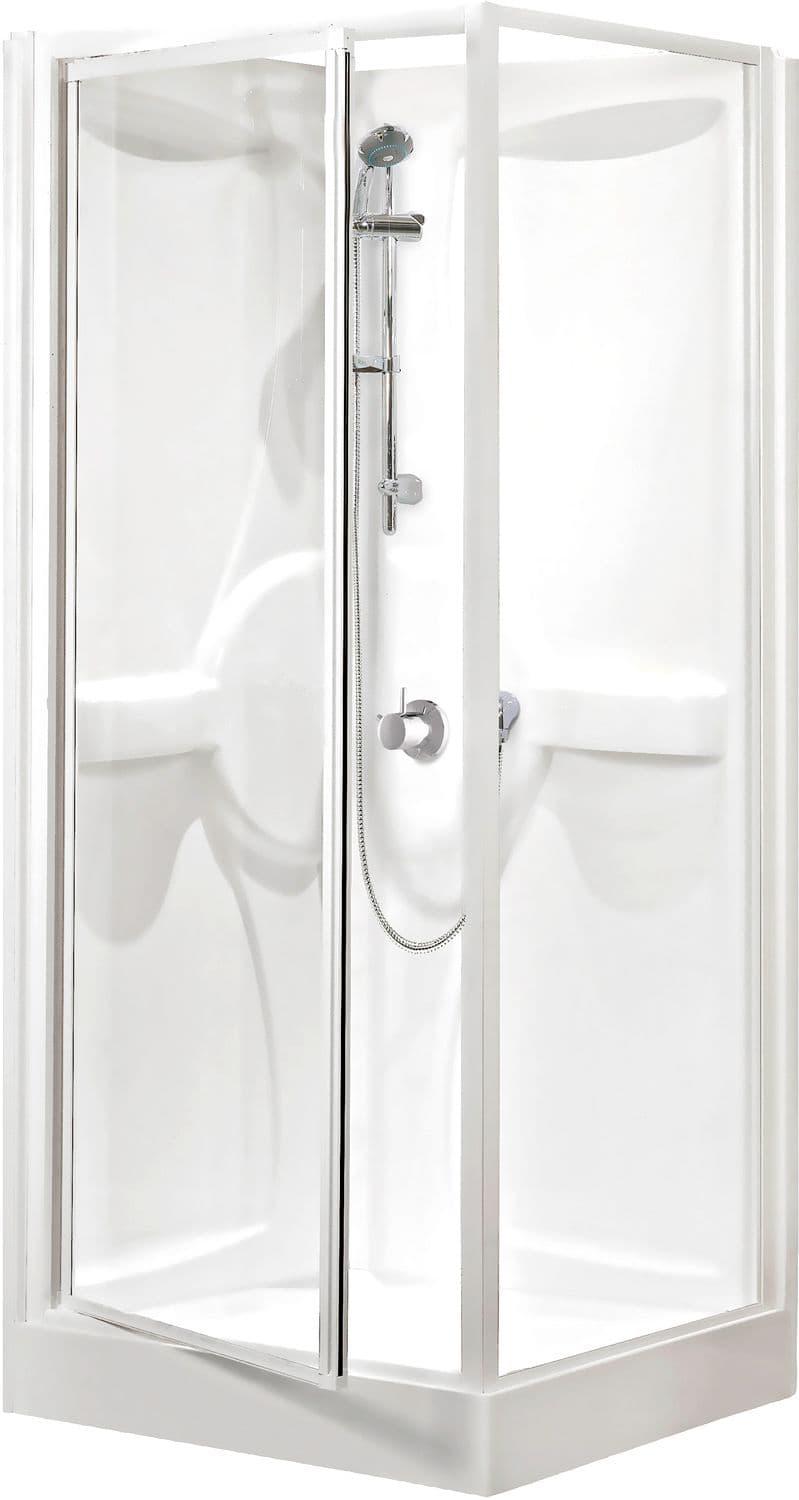 CABINE DOUCHE DESCO COLLECTION ACRYLIQUE 90-90 + THERMOSTAT A ENCASTRER ALU/BLANC CLAIR