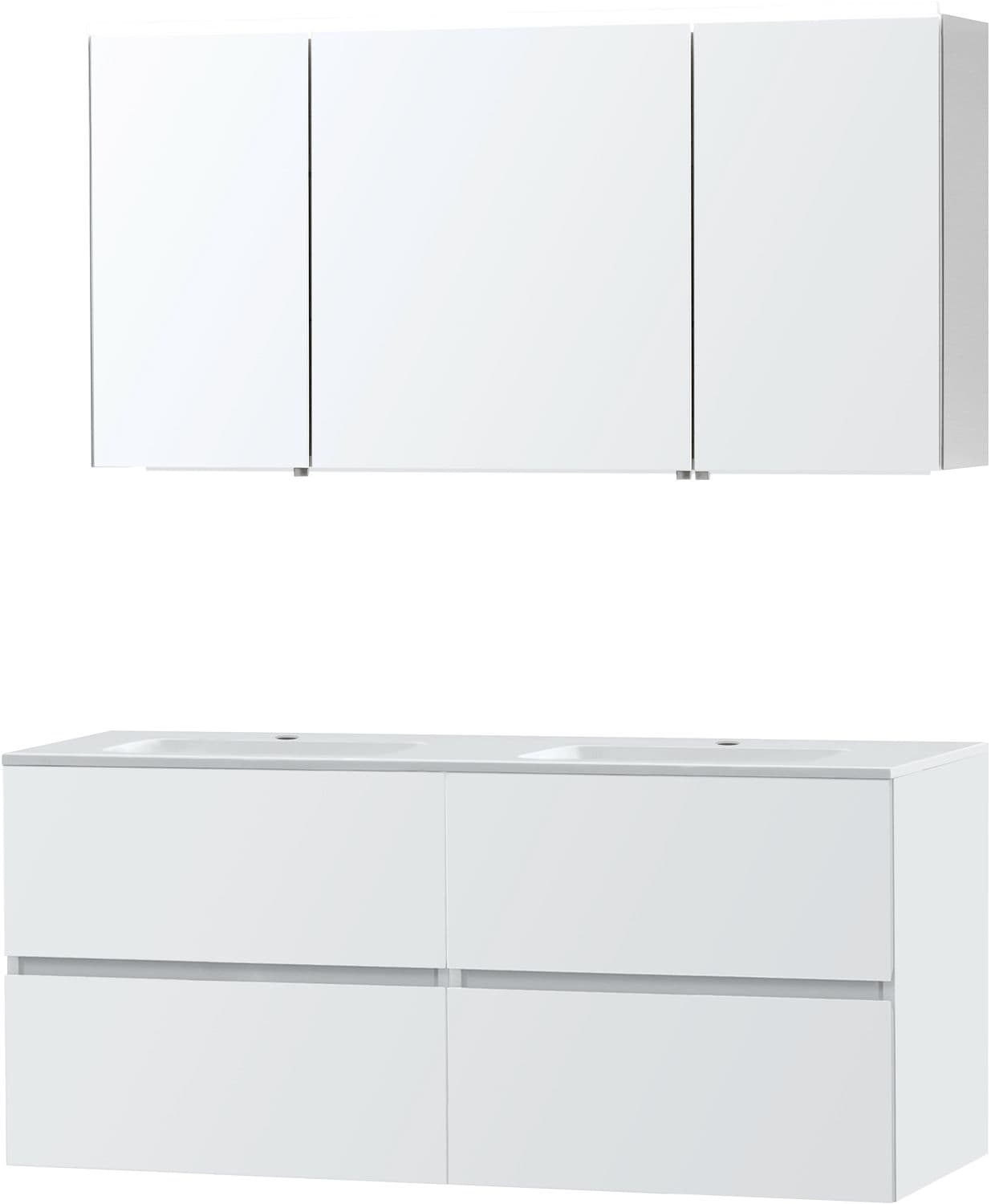 MEUBLE MOLTO POUDRE BLANC 140 MARBRE SYNTHETIQUE ARMOIRE TOILETTE