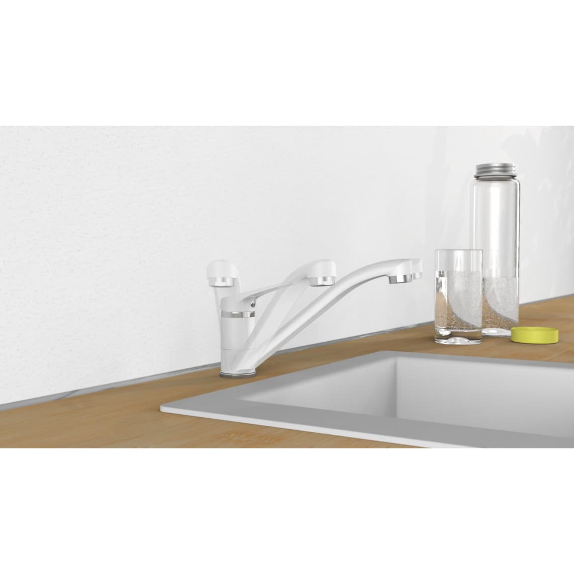 NI182SCR-W SPEED Keukenkraan, wit/chroom